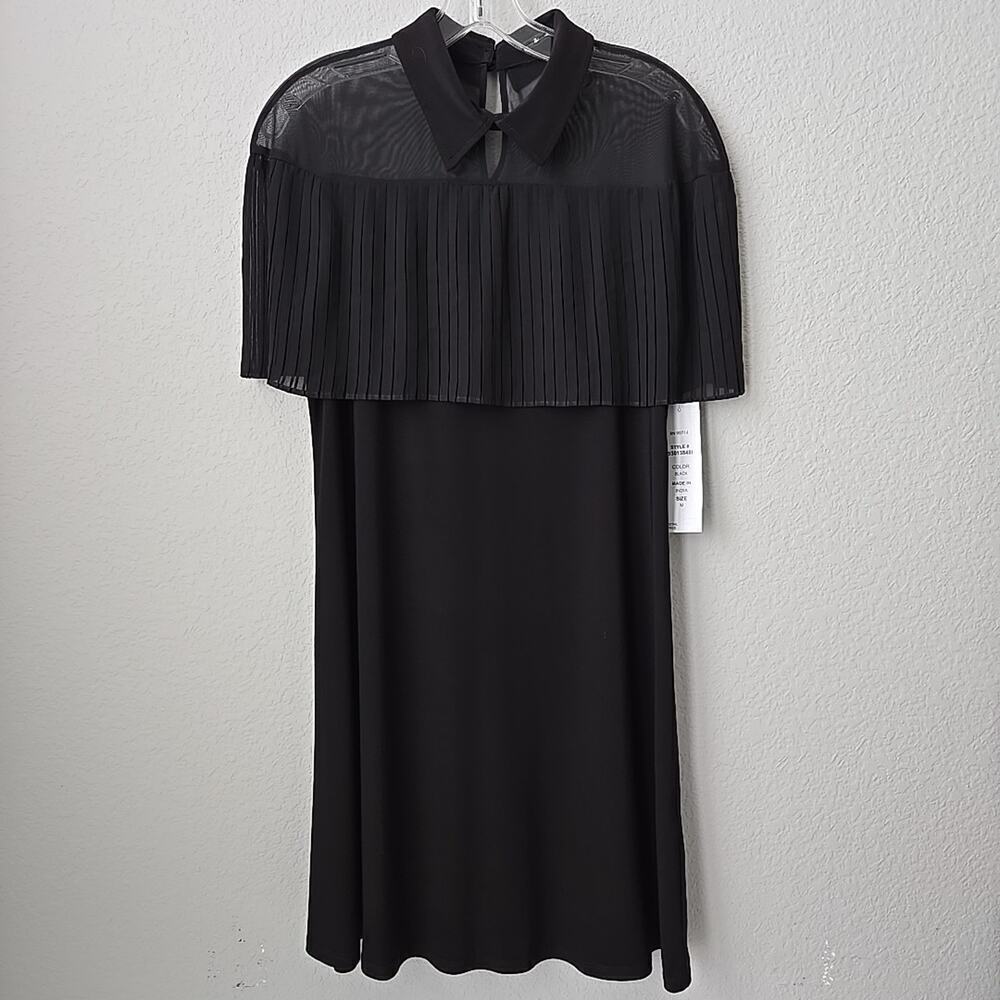 MSK Black Pleated Cape Midi Dress - Picture 3 of 8